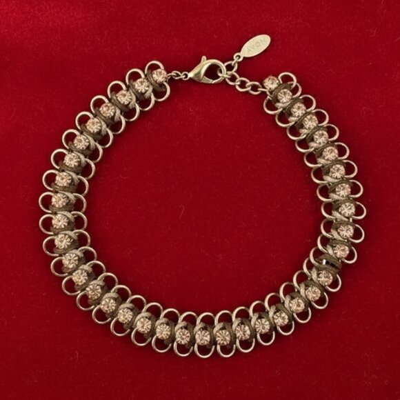 Chicos Champagne Rhinestone Gold Chain Necklace - Picture 1 of 5